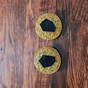 Vintage Dark Green Accent Clip On Earrings